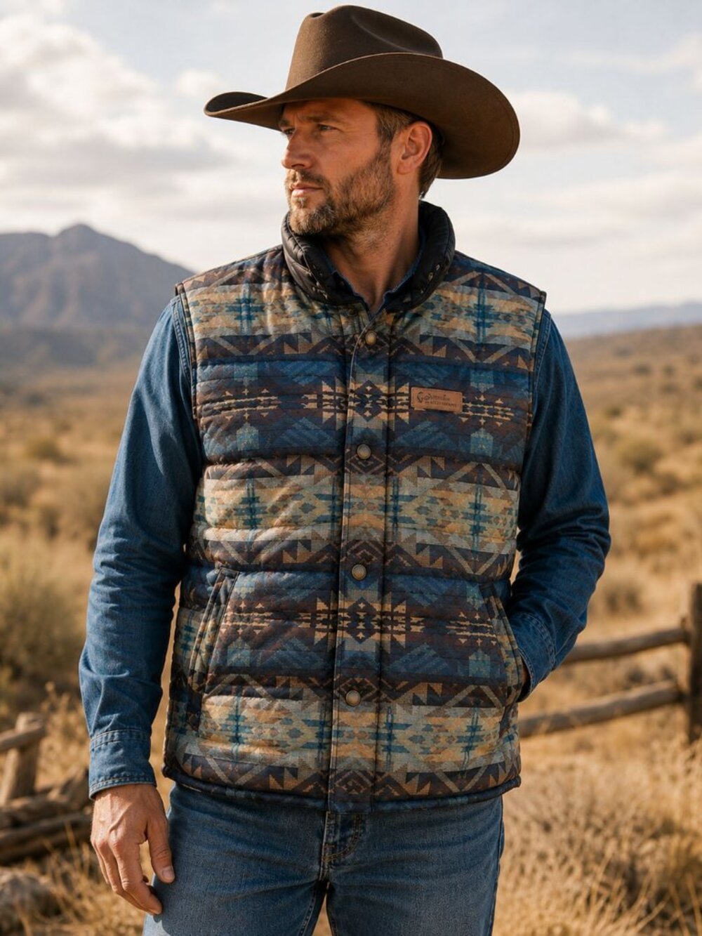 Pendleton Men's Cody-Quilted Vest Journey West